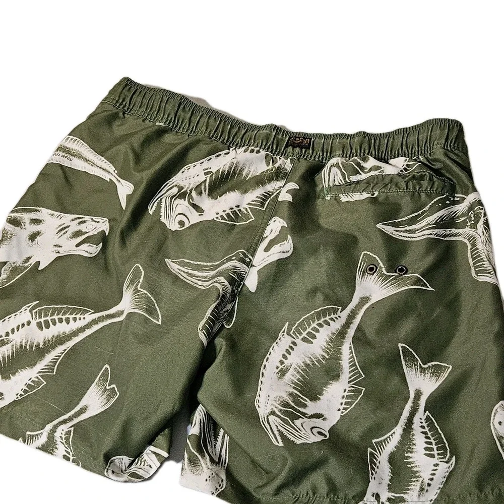 G‎ Star Raw Swim Trunks Mens Size L Dirik Artwork Piranha Shorts